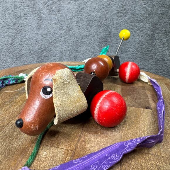 Other - Vintage Dachshund Wooden Slinky Toy Germany Lorenz Hand Made Wood Block Art